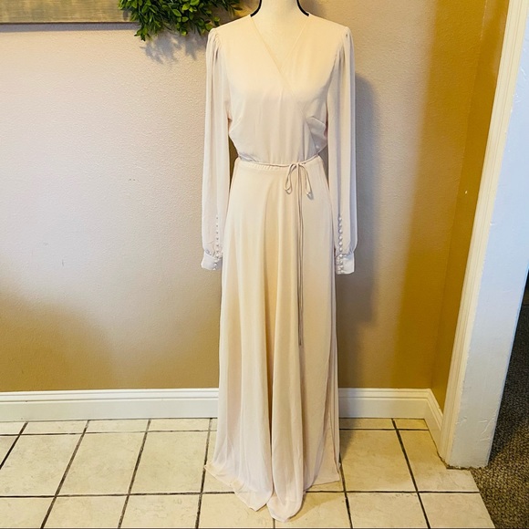 Lulus My Whole Heart Cream Long Sleeve Wrap Maxi Dress - Picture 7 of 15